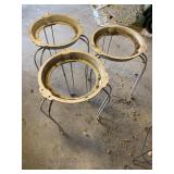3 ROUND WHITE GARDEN POT STANDS, 27" HIGH, 13"
