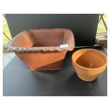 SIGNED HAND MADE SQUARE TERRACOTTA PLANTER,
