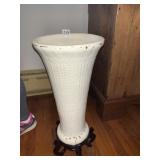 GLAZED VASE W/ STAND - FLAKES ON FINISH 18" H
