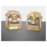SET OF BRASS LIBERTY BELL BOOK ENDS, SIGNED, 5"4