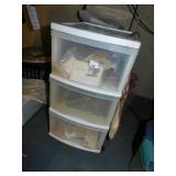 3 SECTION PLASTIC ROLLING CABINET WITH SEWING