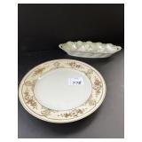 RS GERMAN 8 INCH OVAL DISH HAND PLANTED FLOWERS,