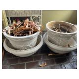 4 LARGE PLANTERS, 2 PRESSED FOAM WITH GRAPE MOTIF