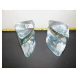 SET OF SOLID GLASS BOOK ENDS (BLENKO?), 5", ONE