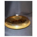AMBER CENTER PIECE BOWL W/ GOLD TRIM 11"