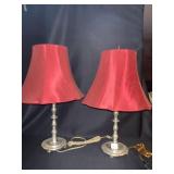 RADIANT SILVERPLATE CANDLESTICK LAMPS W/ RED