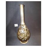 SILVER OVERLAY 11" VASE GROUND PONTIL