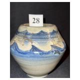 BLUE HILL MAINE POTTERY VASE FISH DESIGN MARKED