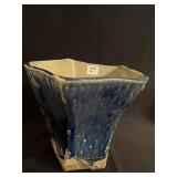 GLAZED POTTERY PLANTER OCTAGON TOP 8.5" H TWO