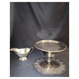LEONARD SILVER PLATE FOOTED CAKE PLATE, GRAVY