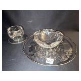 GLASS WITH SILVER OVERLAY GRAVY/SAUCE DISH 5",