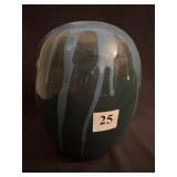 GLAZED TWO TONE POTTERY VASE 8" H