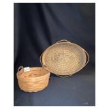 LONGABERGER LEATHER STRAP BASKET 3" H X 7" D &