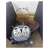 2 HEAVY METAL/WIRE BEADED BASKETS, NESTING WITH