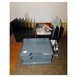 3 METAL DESK ORGANIZER, SHARPIES, TAPE, ETC.