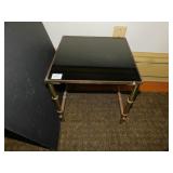 SMALL BRASS AND BLACK GLASS TOPPED TABLE 13X13X12