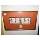 FRAMED AND MATTED AMERICAN INDIAN POSTAL STAMPS