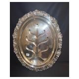 MEAT TRAY SILVER PLATE, GRAPE DESIGN, NO HANDLES