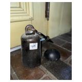 CAST IRON WEIGHT AND PIECE OF LEAD