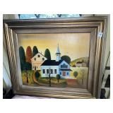 CHURCH PAINTING ON BOARD LL JONAS BRADFORD 23" X