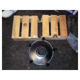 PINE STEP STOOL AND ORIENTAL PEDESTAL