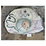 HANDCRAFTED POTTERY BASIN DECORATED AND GLAZED