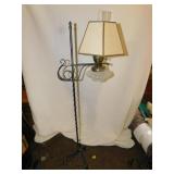 IRON STANDING FLOOR LAMP GLASS GLOBE 57"