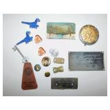 GROUP OF PINS, VOTES FOR WOMEN, COMPACT WITH SUN,