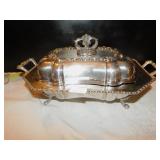 SILVER PLATE COVERED SERVER FOOTED, HALLMARKED