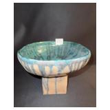 VASE GLAZED TWO TONE MARKED 53 ON BASE 7" H X 9"