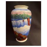 NIAGARA FALLS CANADA HAND PAINTED VASE 7.25" H -