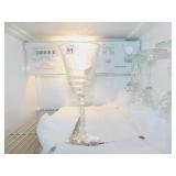 8" ANTIQUE STEM GLASS BEAUTIFUL WHEEL CUT DESIGN,