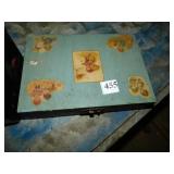 2 WOOD BOX, ONE WITH STICKERS, ONE ASIAN THEMED