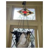 ART POTTERY HANGING PLANTER WITH FACES AND