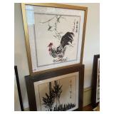ROOSTER -PRINT 17.25 X 17.25 - GOLD FRAME/ SILVER