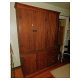 ANTIQUE STEPBACK 2 PIECE CUPBOARD 3 DOOR TOP, 2