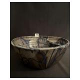 HAND CRAFTED POTTERY BOWL 4.5" H X 11.5" ROUND