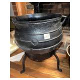CAST IRON W/ STAND AND HANDLES DUCK STAMP OVERALL