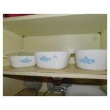 2 CORNING CASSEROLES AND 1 CORNING POT