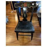 ANTIQUE SLANT BACK, PLANK BOTTOM HAND PAINTED