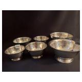6 SILVER PLATE SERVING BOWLS, 2 ONEIDA 6", 2