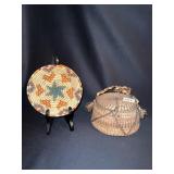 HANGING BASKET W/ STRAP, BUTTON CLOSURE 4" H X 6"