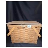 LONGABERGER PICNIC BASKET W/ PIE SHELF - LEATHER