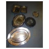 SILVER PLATE TRAYS, BOWL, SMALL PLATE, ETC.