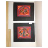 2 FABRIC PICTURES 11"X12"