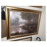 24X20 GOLD FRAMED PRINT ON CANVAS, CHILDREN AT