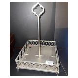 METAL HANDLED DISH SQUARE BASE 9.5" W/ HANDLE