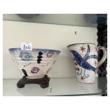 HANDMADE COIL POTTERY BOWL, SIGNED PATTI