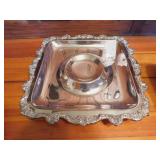 FOOTED SILVERPLATE SERVING DISH W/ ROUND CENTER
