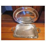 OVAL 19" PLATTER AND 14" SQ. SILVERPLATE SERVING